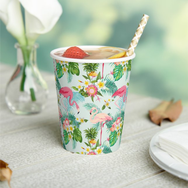 Tropical Flowers And Birds Paper Cups (Insitu)