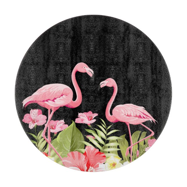 Tropical Flowers And Flamingos-32146 Cutting Board (Front)