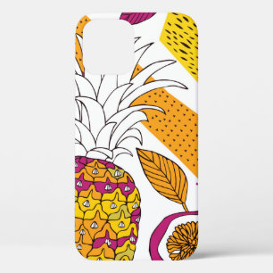 Tropical flowers and fruits,bright exotic print iPhone 12 case