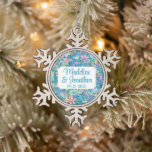 Tropical Flowers and Greenery Beach Wedding Snowflake Pewter Christmas Ornament<br><div class="desc">Tropical Flowers and Greenery Beach Wedding commemorative pewter snowflake Christmas ornament. A beautiful and colourful Hawaiian island themed wedding keepsake ornament that can also be used for anniversaries. Have the merriest Christmas ever when you celebrate it along with celebrating your love!</div>