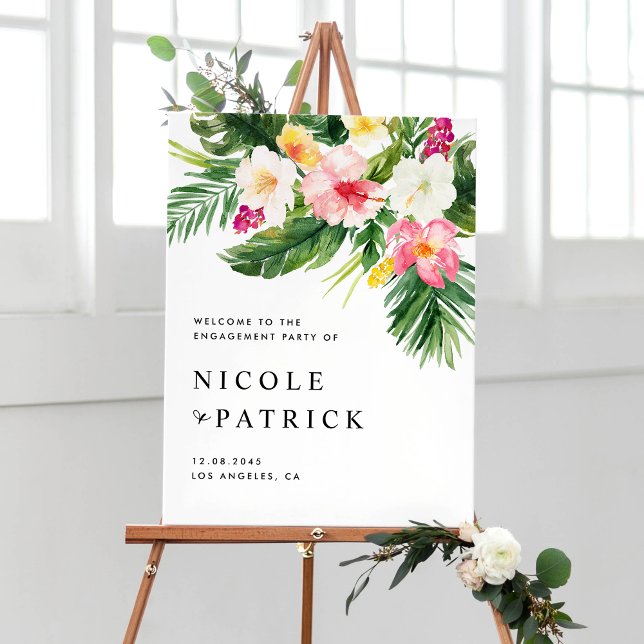 Tropical Flowers and Greenery Engagement Party Poster (Creator Uploaded)