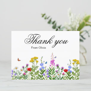 Tropical Flowers and Greenery Summer Baby Shower  Thank You Card