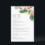 Tropical Flowers and Greenery Summer Menu Card<br><div class="desc">Customisable lemon wedding menu card. It features watercolour illustrations of palm leaves,  banana leaves,  hibiscus,  plumeria and other tropical plants. This tropical menu card is perfect for summer weddings,  baby showers,  bridal showers,  birthdays,  and so much more.</div>