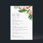 Tropical Flowers and Greenery Summer Menu Card<br><div class="desc">Customisable lemon wedding menu card. It features watercolour illustrations of palm leaves,  banana leaves,  hibiscus,  plumeria and other tropical plants. This tropical menu card is perfect for summer weddings,  baby showers,  bridal showers,  birthdays,  and so much more.</div>