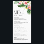 Tropical Flowers and Greenery Summer Wedding Menu<br><div class="desc">Customisable lemon wedding menu card.  It features watercolour illustrations of palm leaves,  banana leaves,  hibiscus,  plumeria and other tropical plants. Personalise by adding date and meal choice. This tropical menu card is perfect for summer weddings,  baby showers,  bridal showers,  birthdays,  and more.</div>