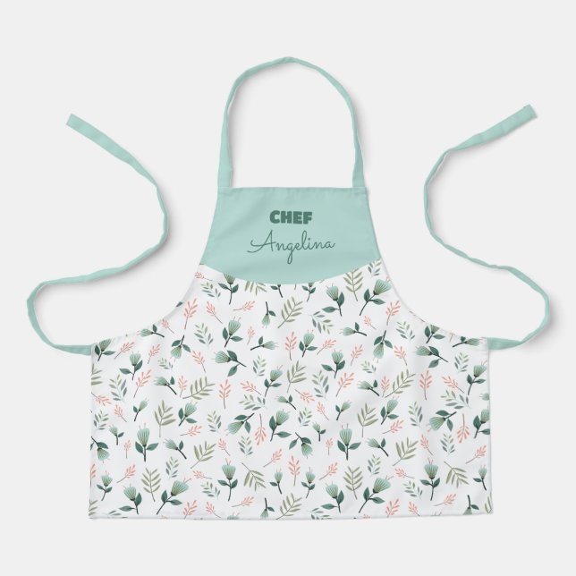Tropical flowers and leaves apron (Front)