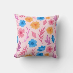Tropical Flowers And Leaves Pattern-65600- Cushion
