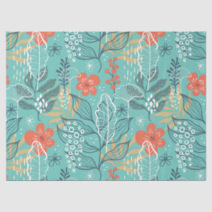 Tropical flowers and leaves pattern tissue paper