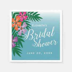 Tropical Flowers and Palm Branches Bridal Shower Napkin
