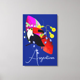 Tropical Flowers and Toucan Canvas Print