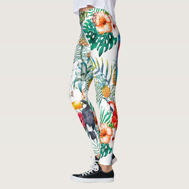 Tropical Flowers and Toucan  Leggings (Left)