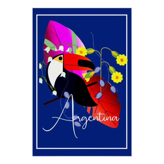 Tropical Flowers and Toucan Poster (Front)