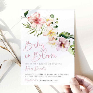 Tropical Flowers Baby Shower, Baby in Bloom Invitation