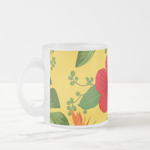 Tropical Flowers Background 10 Frosted Glass Coffee Mug