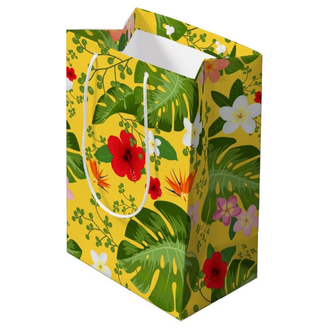 Tropical Flowers Background 10 Medium Gift Bag (Back Angled)