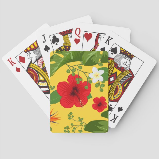 Tropical Flowers Background 10 Playing Cards (Back)