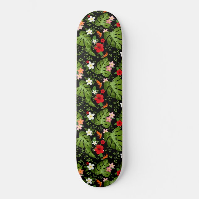 Tropical Flowers Background 3 Skateboard (Front)