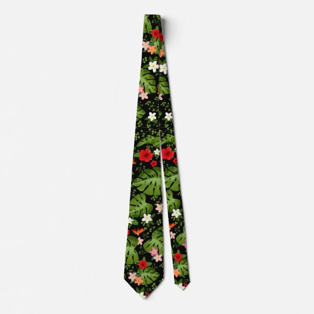 Tropical Flowers Background 3 Tie (Front)