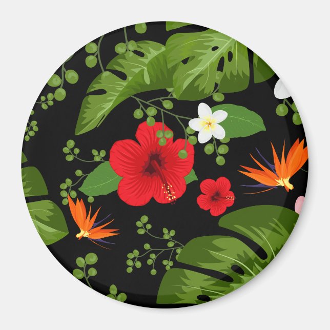 Tropical Flowers Background 4 Magnet (Front)
