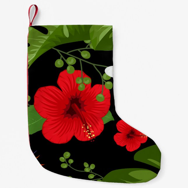 Tropical Flowers Background 4 Small Christmas Stocking (Front)