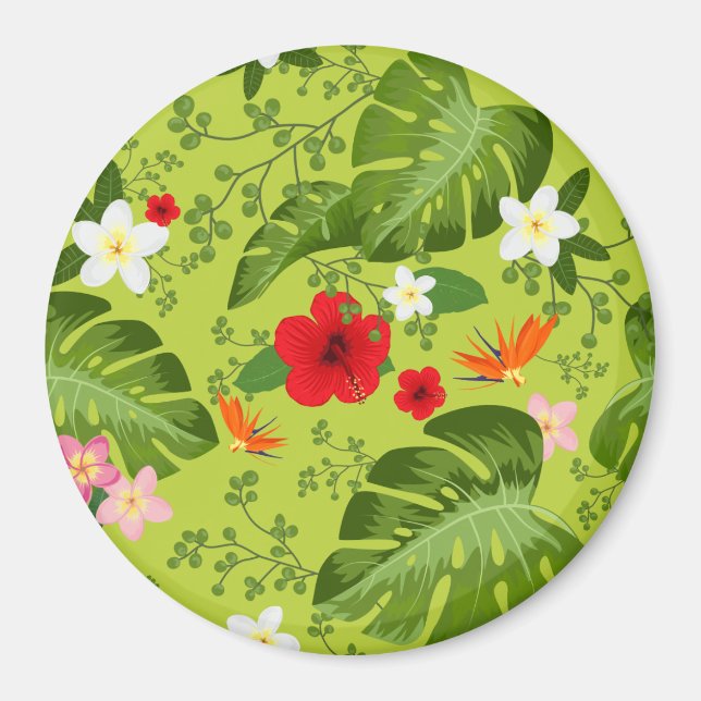 Tropical Flowers Background 5 Magnet (Front)
