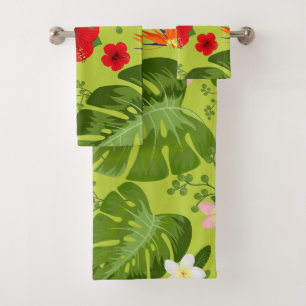 Tropical Flowers Background 6 Bath Towel Set