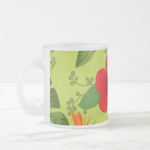 Tropical Flowers Background 6 Frosted Glass Coffee Mug