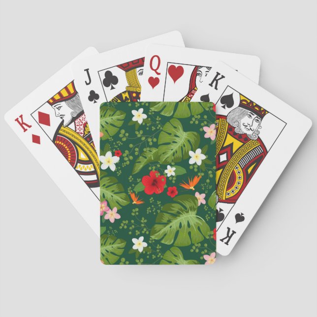 Tropical Flowers Background 7 Playing Cards (Back)