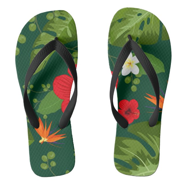 Tropical Flowers Background 8 Flip Flops (Footbed)