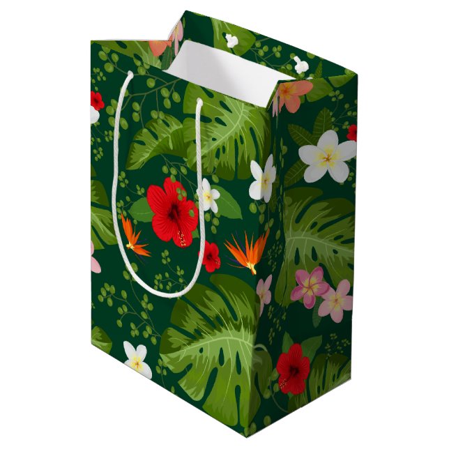 Tropical Flowers Background 8 Medium Gift Bag (Back Angled)