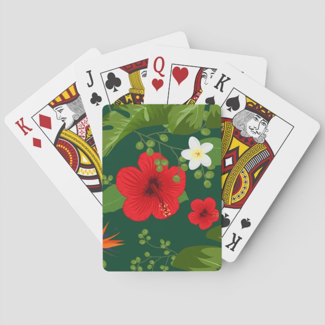 Tropical Flowers Background 8 Playing Cards (Back)