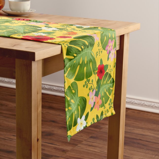 Tropical Flowers Background 9 Short Table Runner (In Situ)
