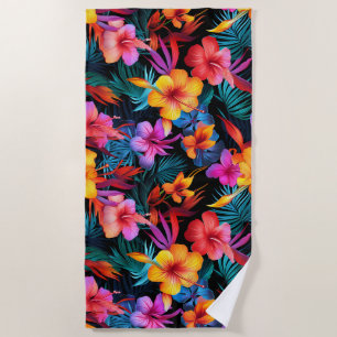 Tropical Flowers Beach Towel