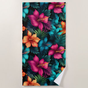 Tropical Flowers Beach Towel
