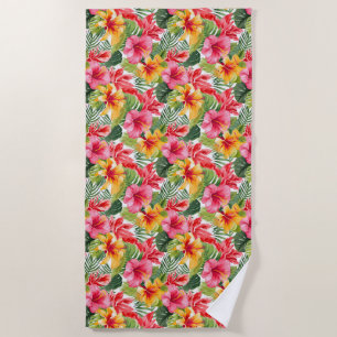 Tropical Flowers Beach Towel