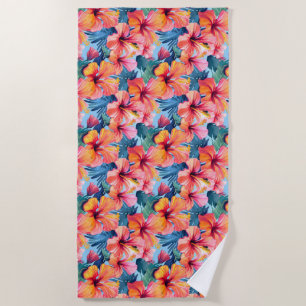 Tropical Flowers Beach Towel