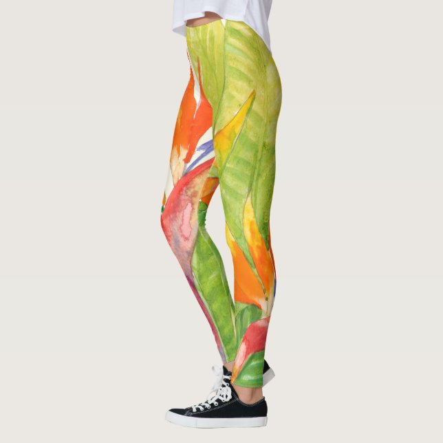 Tropical Flowers | Bird of Paradise Leggings (Left)