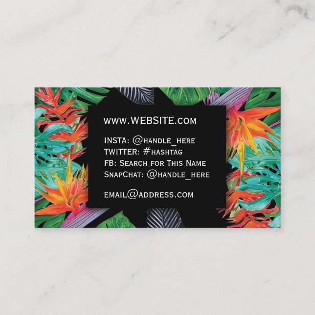 Tropical Flowers Bird of Paradise Professional Business Card (Front)