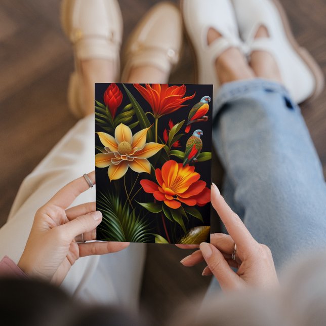 Tropical Flowers & Birds | Modern Haeckel  Card (Creator Uploaded)