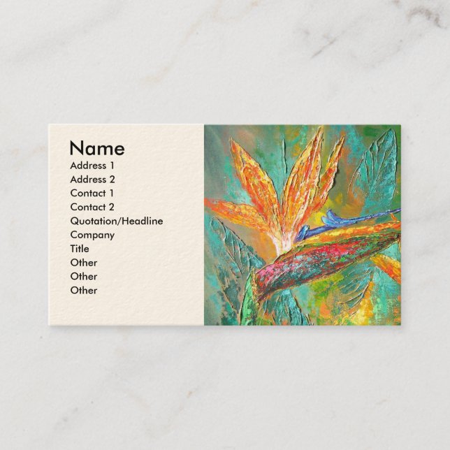 Tropical Flowers Birds Of Paradise Painting Business Card (Front)