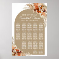 Tropical flowers boho arch terracotta pampas grass