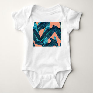 Tropical flowers, botanical seamless background. baby bodysuit