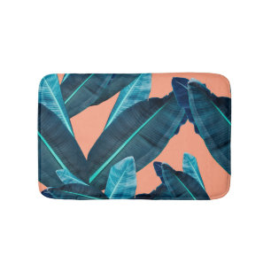 Tropical flowers, botanical seamless background. bath mat