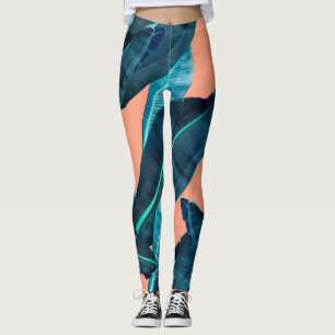 Tropical flowers, botanical seamless background. leggings