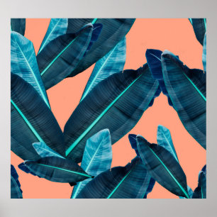 Tropical flowers, botanical seamless background. poster