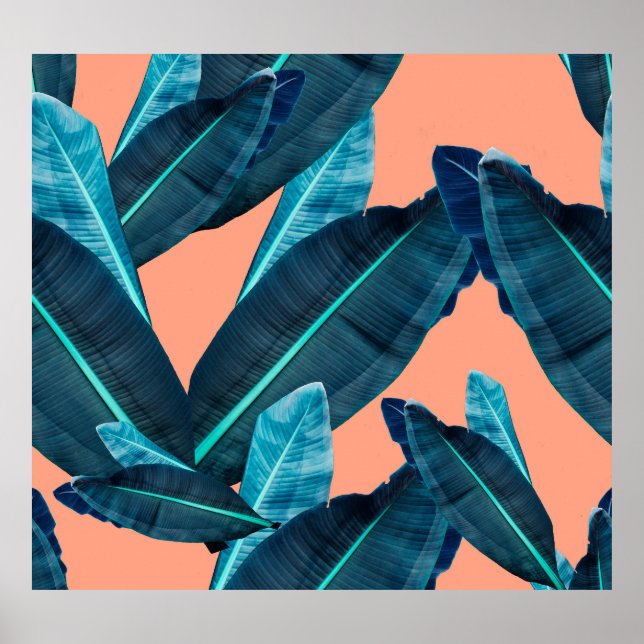Tropical flowers, botanical seamless background. poster (Front)