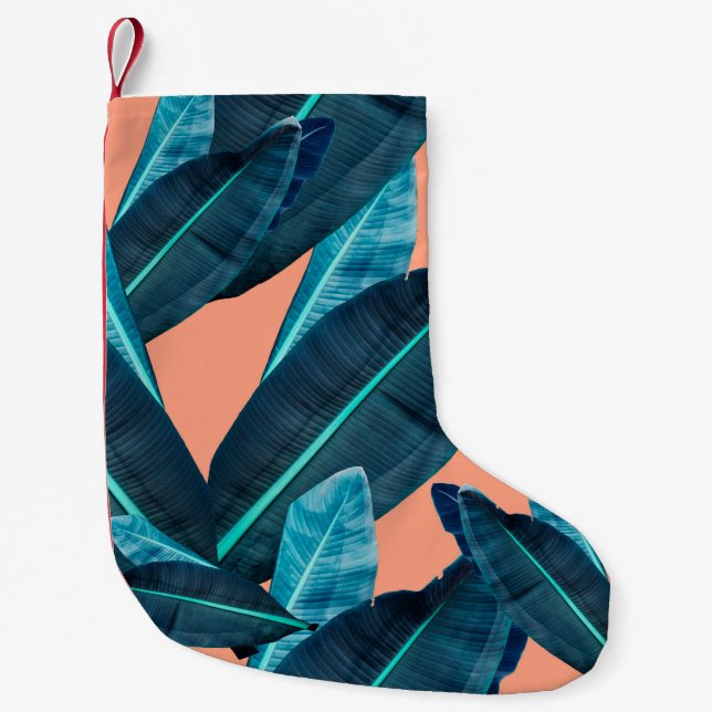 Tropical flowers, botanical seamless background. small christmas stocking (Front)