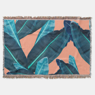 Tropical flowers, botanical seamless background. throw blanket