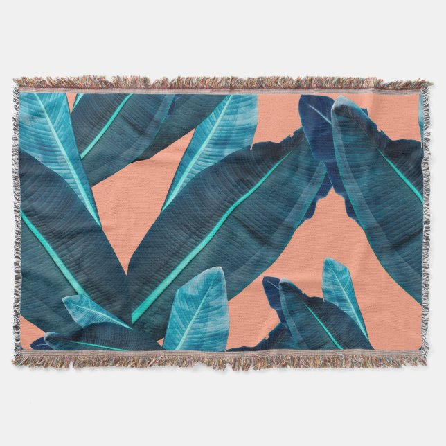 Tropical flowers, botanical seamless background. throw blanket (Front)