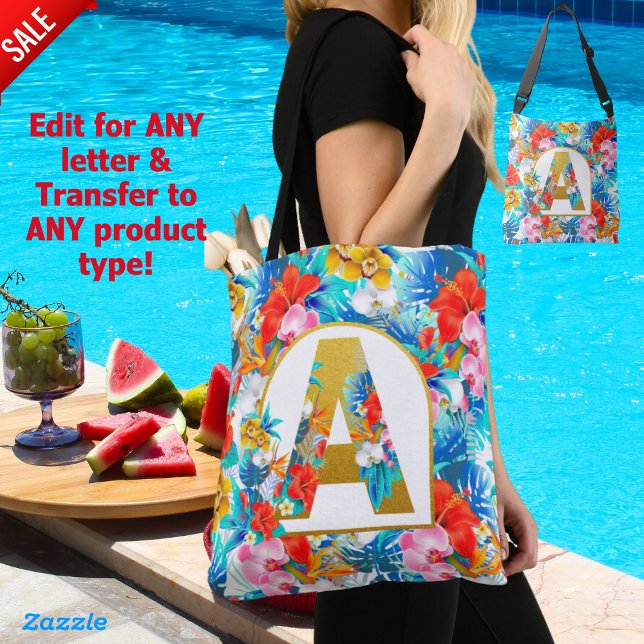 Tropical Flowers Bridal Party Gifts Bridesmaid Mum Tote Bag (Creator Uploaded)